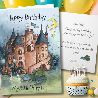Cartes Pour Fêtes Annuelles My Little Dragon Birthday Card | Whimsical Castle 