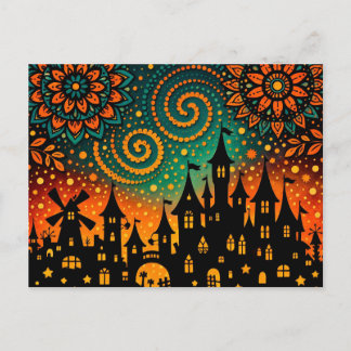 Cartes Pour Fêtes Annuelles Mystical Night Castle Silhouette