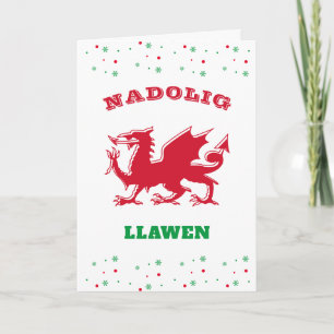 Cartes Pour Fêtes Annuelles Nadolig Llawen Joyeux Noël Rouge Gallois Dragon