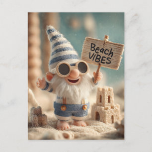 Cartes Pour Fêtes Annuelles Nain de jardin d'été "Vibes de plage"