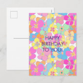 Cartes Pour Fêtes Annuelles Naissance de Neon Retro Floral Rose (Devant / Derrière)