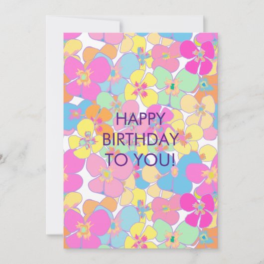 Cartes Pour Fêtes Annuelles Naissance de Neon Retro Floral Rose (Devant)