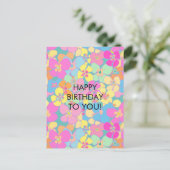 Cartes Pour Fêtes Annuelles Naissance de Neon Retro Floral Rose (Debout devant)