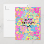 Cartes Pour Fêtes Annuelles Naissance de Neon Retro Floral Rose (Devant / Derrière)