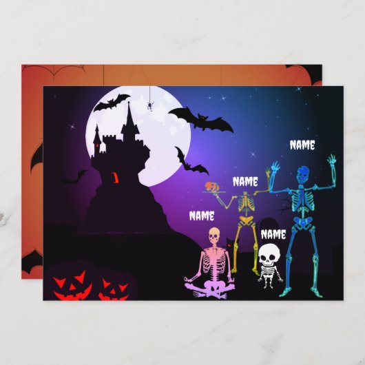 Cartes Pour Fêtes Annuelles Namaste with the Skeleton Family : Whimsical Yoga (Devant / Derrière)