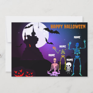 Cartes Pour Fêtes Annuelles Namaste with the Skeleton Family : Whimsical Yoga