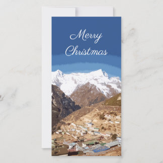 Cartes Pour Fêtes Annuelles Namche Bazaar et vue de montagne, Népal Noël