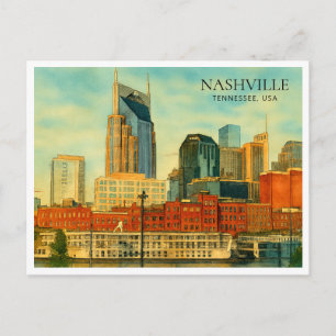 Cartes Pour Fêtes Annuelles Nashville Tennessee Aquarelle Skyline