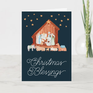 Cartes Pour Fêtes Annuelles Nativité Bénédiction de Noël Religieux