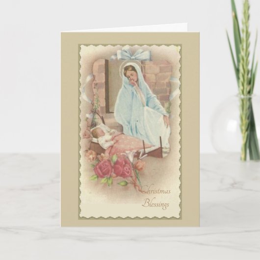 Cartes Pour Fêtes Annuelles Nativité Béni Mère Bébé Jésus en colère (Devant)