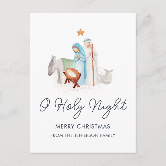 Cartes Pour Fêtes Annuelles Nativité Blanche Noël religieux (Devant)