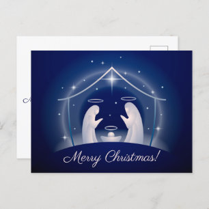 Cartes Pour Fêtes Annuelles Nativité Bleue Joyeux Noël