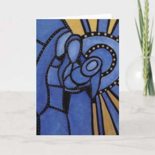 Cartes Pour Fêtes Annuelles Nativité bleue moderne Jésus Mary Joseph de Noël