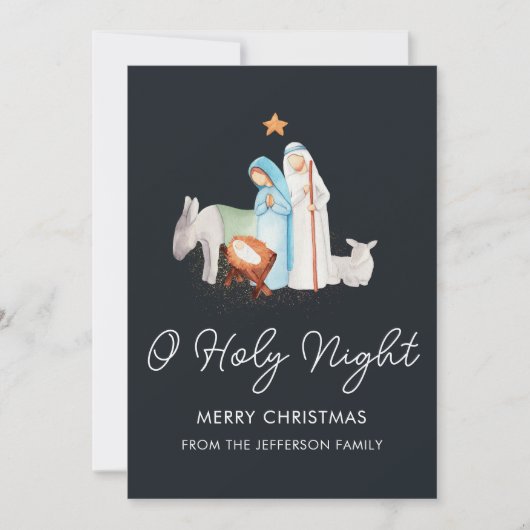 Cartes Pour Fêtes Annuelles Nativité Bleue Noël religieux (Devant)