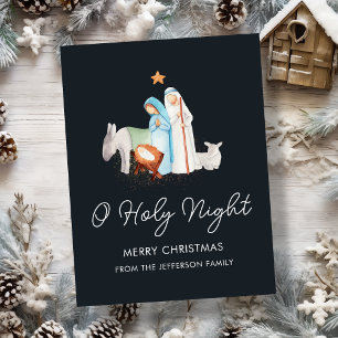 Cartes Pour Fêtes Annuelles Nativité Bleue Noël religieux