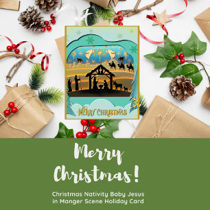 Cartes Pour Fêtes Annuelles Nativité de Noël Bébé Jésus dans la scène Manger