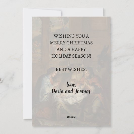 Cartes Pour Fêtes Annuelles Nativité de Noël classique Quellinus (Dos)