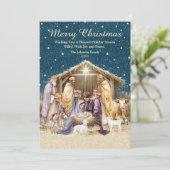 Cartes Pour Fêtes Annuelles Nativité de Noël de l'aquarelle (Debout devant)