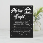 Cartes Pour Fêtes Annuelles Nativité de Noël joyeuse et brillante Script blanc (Debout devant)