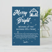 Cartes Pour Fêtes Annuelles Nativité de Noël joyeuse et brillante Script blanc (Debout devant)