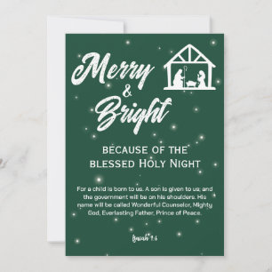 Cartes Pour Fêtes Annuelles Nativité de Noël joyeuse et brillante Script blanc