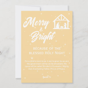 Cartes Pour Fêtes Annuelles Nativité de Noël joyeuse et brillante Script blanc