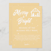 Cartes Pour Fêtes Annuelles Nativité de Noël joyeuse et brillante Script blanc (Devant / Derrière)