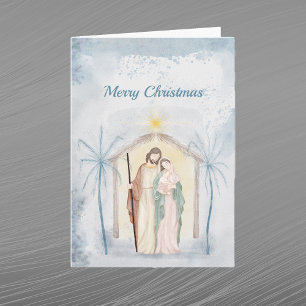 Cartes Pour Fêtes Annuelles Nativité de Noël Palmiers Aquarelle