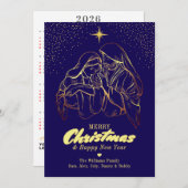 Cartes Pour Fêtes Annuelles Nativité de Noël Religieux Élégant Calendrier 2026 (Devant / Derrière)