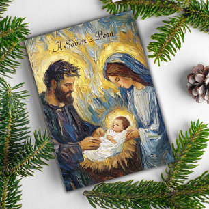 Cartes Pour Fêtes Annuelles Nativité de Noël "Un sauveur est né" Luc2:11