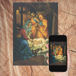 Cartes Pour Fêtes Annuelles Nativité de Noël Vintage, Baby Jesus in Manger