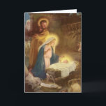 Cartes Pour Fêtes Annuelles Nativité de Noël Vintage, Marie Joseph Bébé Jésus<br><div class="desc">Illustration vintage image de Noël religieux avec une nativité classique. Une scène familiale de religion chrétienne avec Marie,  Joseph et le bébé Jésus Christ dans le Manger à Bethléem. Artiste : Hy Hintermeister.</div>