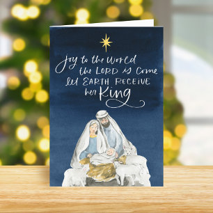 Cartes Pour Fêtes Annuelles Nativité Joy Aquarelle Noël religieux