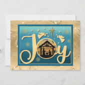 Cartes Pour Fêtes Annuelles Nativité "JOY" d'or moderne Noël Silhouette (Devant)