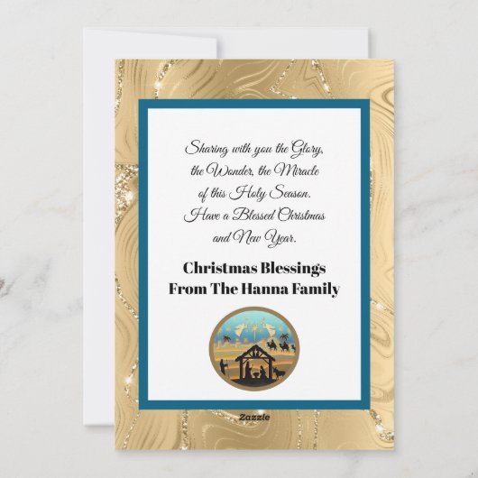 Cartes Pour Fêtes Annuelles Nativité "JOY" d'or moderne Noël Silhouette (Dos)