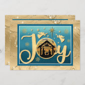 Cartes Pour Fêtes Annuelles Nativité "JOY" d'or moderne Noël Silhouette (Devant / Derrière)