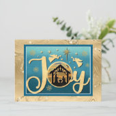 Cartes Pour Fêtes Annuelles Nativité "JOY" d'or moderne Noël Silhouette (Debout devant)