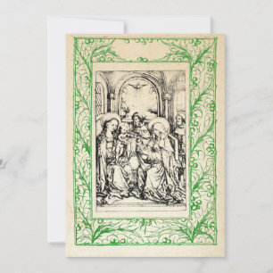 Cartes Pour Fêtes Annuelles Nativité médiévale Marie et Jésus Saint Bord