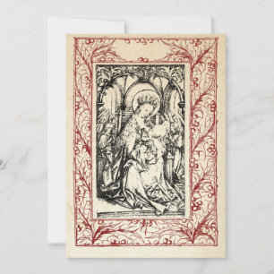 Cartes Pour Fêtes Annuelles Nativité médiévale Marie et Jésus Saint Bordure Fê