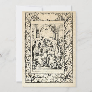 Cartes Pour Fêtes Annuelles Nativité médiévale Marie et Jésus Saint Bordure Va