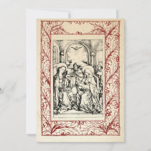 Cartes Pour Fêtes Annuelles Nativité médiévale Marie et Jésus Saint Bordure Va