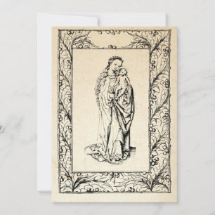 Cartes Pour Fêtes Annuelles Nativité médiévale Marie et Jésus Saint Bordure Va