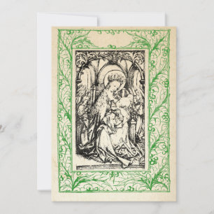Cartes Pour Fêtes Annuelles Nativité médiévale Marie et Jésus Saint Bordure Va
