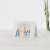 Cartes Pour Fêtes Annuelles Nativité or et bleu (Devant)