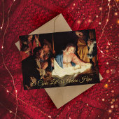 Cartes Pour Fêtes Annuelles Nativité or simple élégant Noël religieux