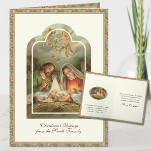 Cartes Pour Fêtes Annuelles Nativité religieuse de Noël Écriture Verse