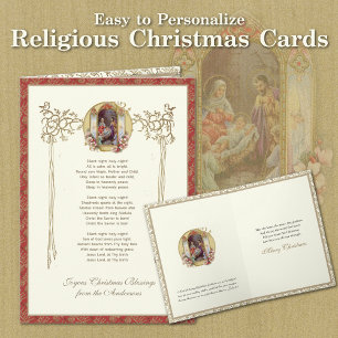 Cartes Pour Fêtes Annuelles Nativité religieuse Nuit silencieuse Jésus dans la