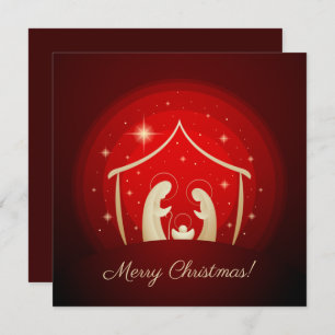 Cartes Pour Fêtes Annuelles Nativité rouge Joyeux Noël