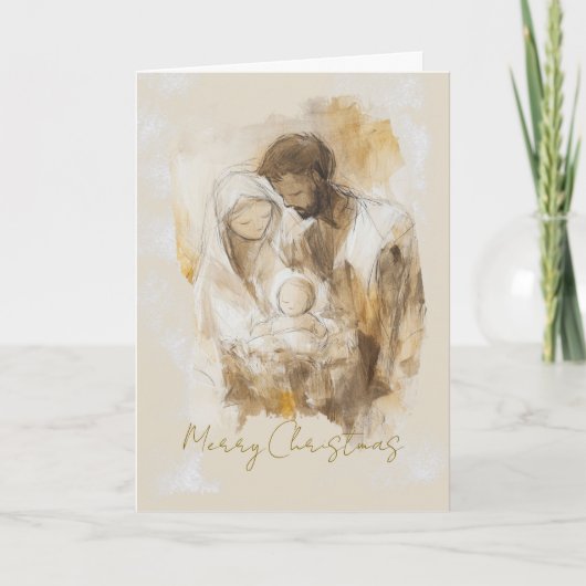 Cartes Pour Fêtes Annuelles Nativité simple Aquarelle Noël (Devant)
