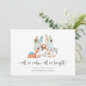 Cartes Pour Fêtes Annuelles Nativité Tout est calme Joyeuses Fêtes Noël (Debout devant)